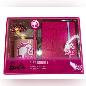 🔥 Barbie Gift Bundle With Notebook, Ceramic Glitter Mug, Pen W/Topper & Keychain